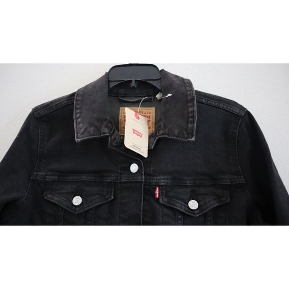Levi's 299450070 Women's Sz Large Black Denim Original Trucker Jacket $70 - Picture 4 of 6
